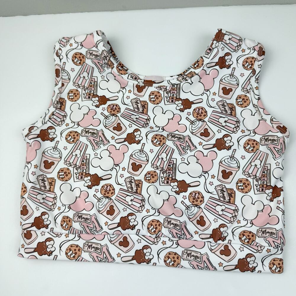 Kids Pink & Brown Printed Crop Top and Twirl Skirt Set - Picture 6 of 10